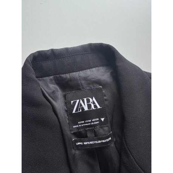 ZARA Black Crepe Double Breasted Oversized Cocoon Blazer Suit Jacket, Size M - Picture 11 of 13